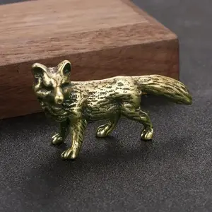 Handmade Brass Fox Statue for Home Decor, Ancient Copper Color Figurine for Room and Table Decoration, Unique Gift Idea