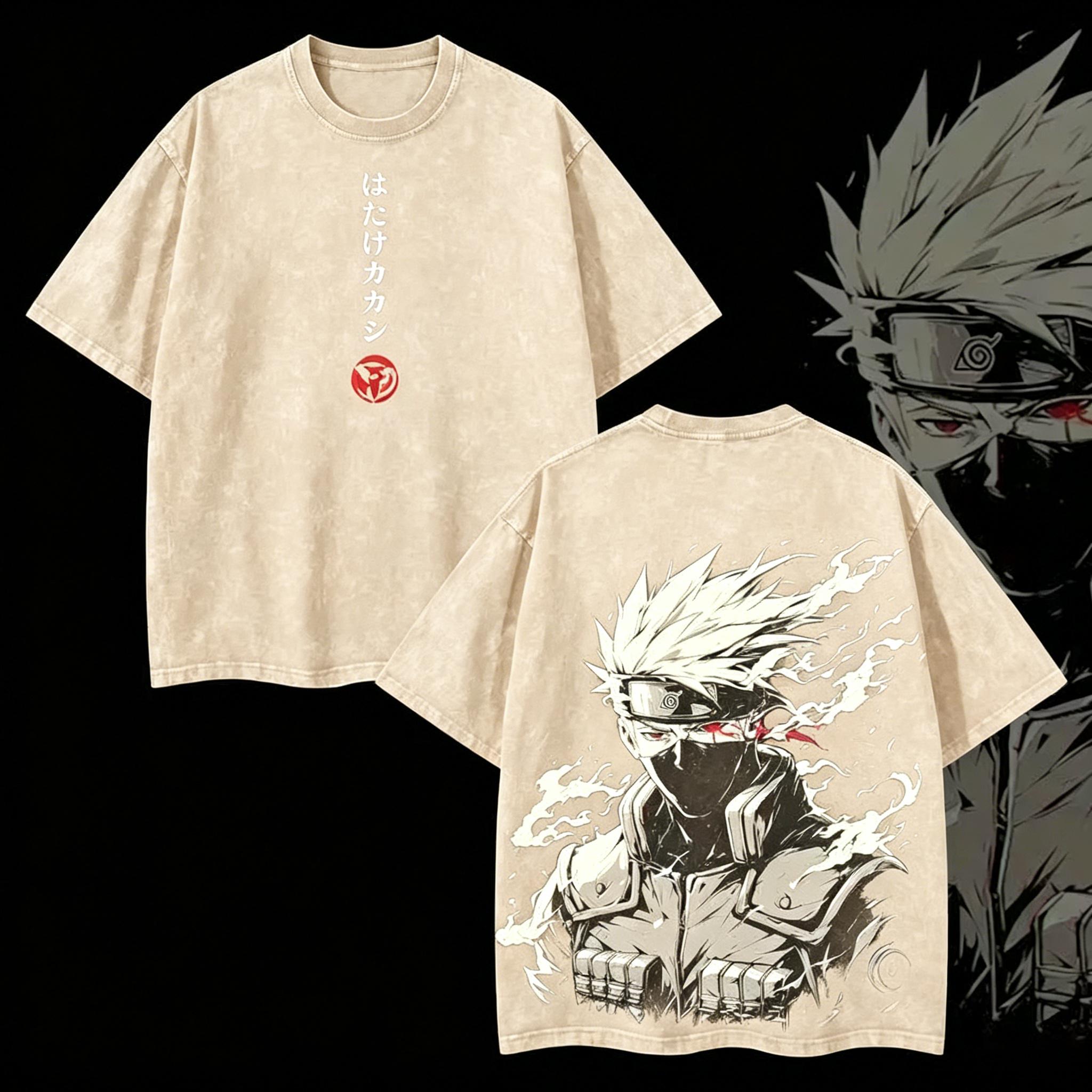 Kakashi Hatake T-Shirt Washed Vintage, Naruto Anime Oversize Streetwear Tee, Sharing funny graphic tee men’s trendy t-shirts deals humorous 90s streetwear covenant penny tees meme boyfriend good graphic sluggy humorous tshirt men