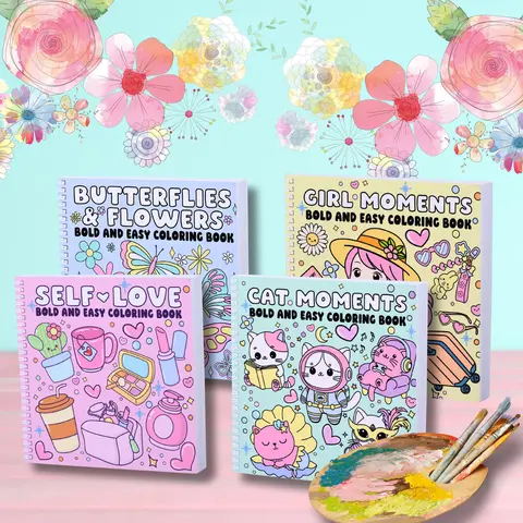 Spiral-Bound Hardcover Coloring Book for Kids - Safe, Easy Coloring, Entertaining Activity Book to Boost Creative Minds, Express Creativity (Suitable for Adults)