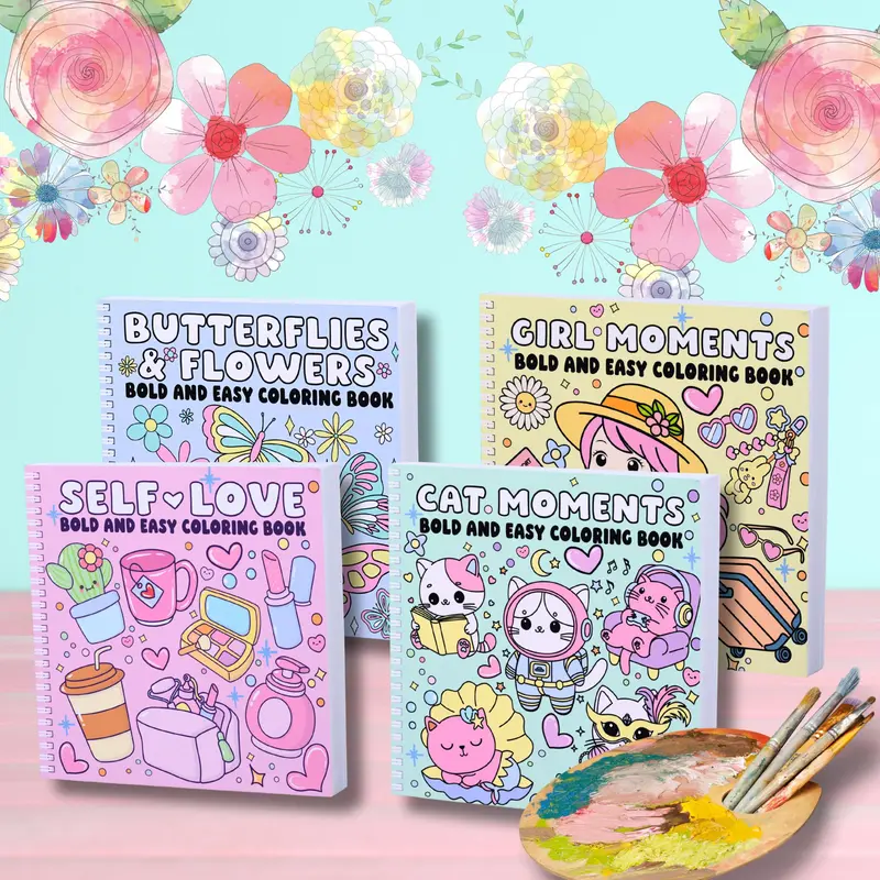 Spiral-Bound Hardcover Coloring Book for Kids - Safe, Easy Coloring, Entertaining Activity Book to Boost Creative Minds, Express Creativity (Suitable for Adults)