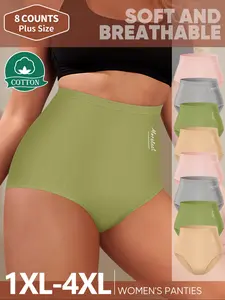 Women's Plus Size Underwear Set, Soft Breathable Cotton Panties, High Waist Tummy Control, Casual Fitted Design, Sizes 1xl-4xl, Soft Breathable Knicker
