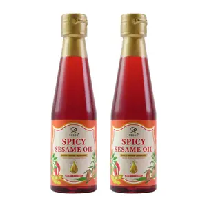 Soeos Spicy Sesame Oil, 250ml (8.45 fl oz), Pack of 2 – Aromatic Chili-Infused Flavor, Bold Heat & Nutty Taste, Ideal for Stir-Fries, Marinades, Dressings, and Dipping Sauces