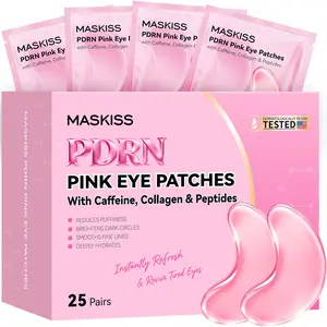 Maskiss PDRN Pink Eye Patches 25 Pairs | Under Eye Mask for Puffiness Dark Circles – Caffeine, Collagen & Peptide Formula, Instantly Refreshed