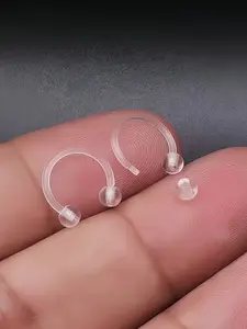 2pcs Transparent Invisible Resin Stud Earrings for Women, Hypoallergenic, Minimalist Design, Ball & Screw Thread Styles, Casual Attire