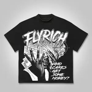 Y2k Graphic "Flyrich black and white" Personalize Printed Tshirt Casual Crewneck
