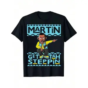 Classic Comic Style Cartoon Print, Men's Casual Round Neck Pattern Tees, Funny T-Shirt