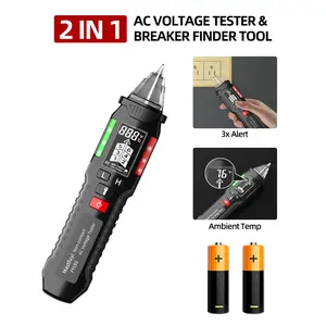 CAT III Dual Range NCV Voltage Tester 12V-1000V High Sensitivity Electric Tester with Flashlight Temperature Live Wire Detector for Electrician Home Repair