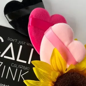 LOVE Powder Puffs - 6 Pieces (2 Pink, 2 Black, 2 HotPink) - Heart Shape for Precise Make-Up Application