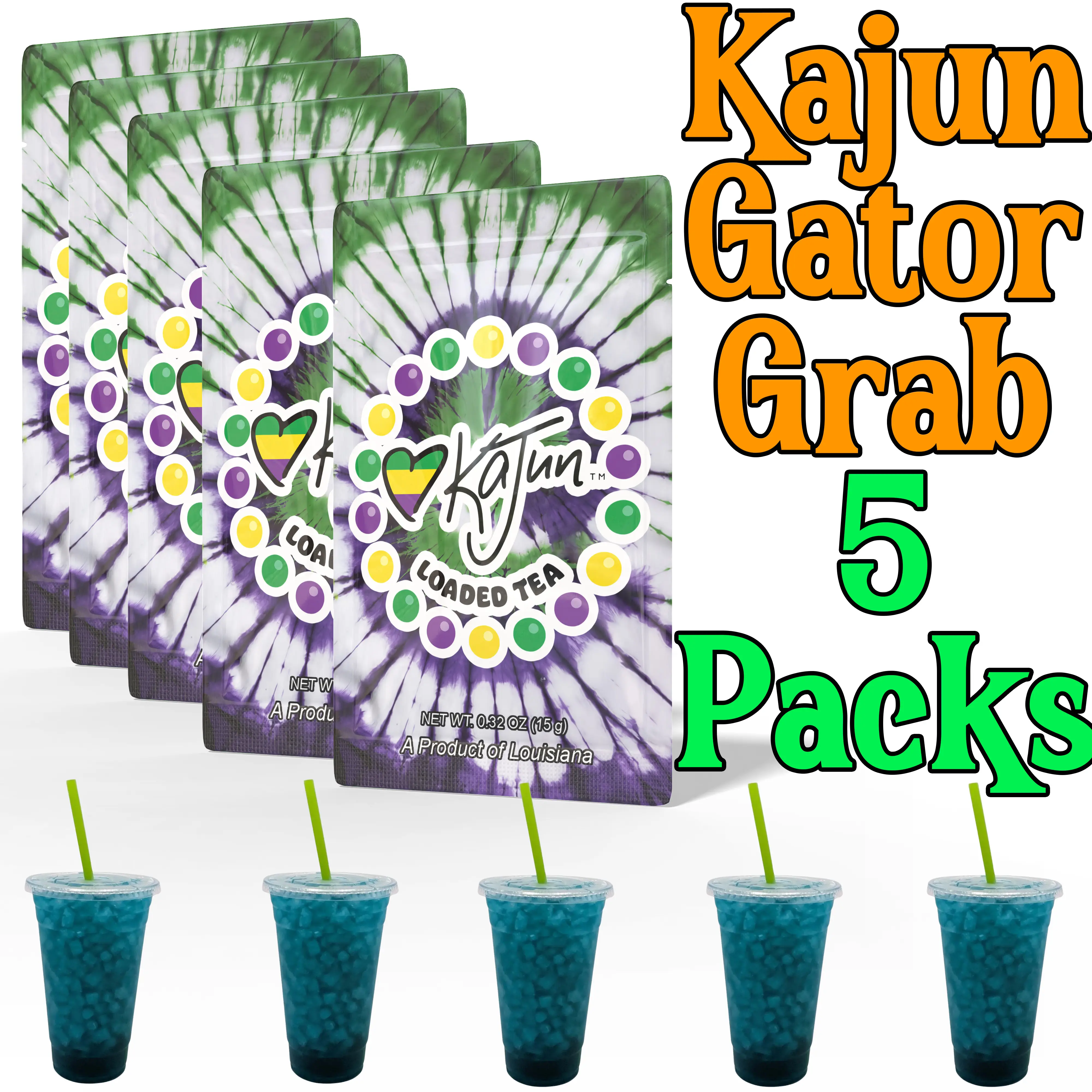 Kajun Loaded Teas Gator Grab 5 packs of your favorite flavors of tea bombs mega teas herbal energy flavor beverages