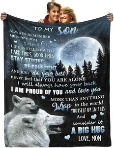 Christmas Son Gift Ideas, to My Son Blanket from Mom, Birthday Gifts for Son from Mom, Soft Flannel Throw Blankets