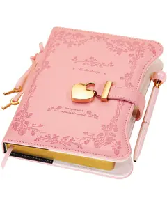 Diary with Lock and Keys for Girls Gift Ideas, 360 Gold Edged Pages Journal for Women, B6 Refillable Notebook for Writing with Pen and Bookmark (Garden Pink)