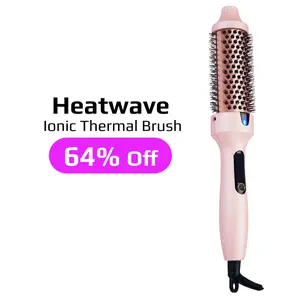 Blowout Wavy Boost 1.5 inch Heated Round Brush,Thermal Brush,Dual Voltage, Pink, Less Damage,  Hair Heated Curler Brush,Negative Ions Single,for wavy hair,hairstyling,long-lasting wave,Detangler Straightening,summer vibes,Crimper Curling Irons