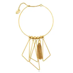 BERRICLE Gold Tone Triangle Statement Cuff Bracelet for Women