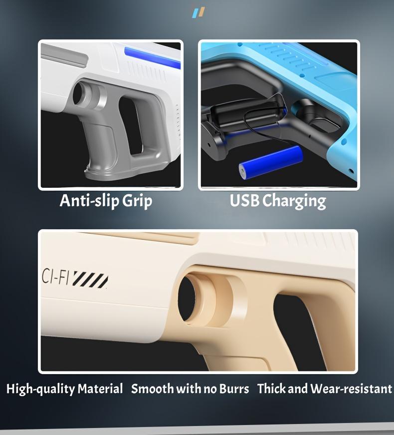 Auto-Fill Electric Water Gun, Pulse Jet Squirt Gun with LED Light Show, 40ft Long Range Rapid-Fire Water Blaster, USB Rechargeable Large Tank Waterguns for Kids & Adults, Adult Water Gun for Pool Beach Backyard