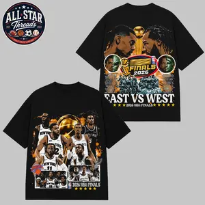 Knicks vs Spurs Finals 2026 Graphic T-Shirt, Jalen Brunson & Victor Wembanyama Vintage Basketball Tee, East vs West Finals Shirt, Black Streetwear Hoops Fan Apparel, Championship Game Day Tee, Gift for Basketball Lovers