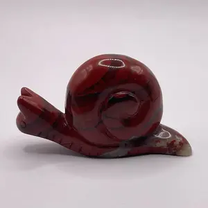 Snail Figurine Red Jasper - Decorative Jasper with Smooth Finish and Unique Design