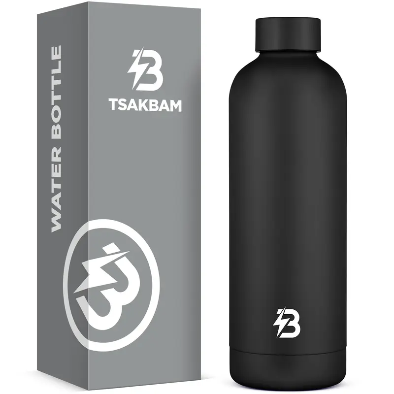TSAKBAM 23oz 18/8 Stainless Steel Insulated Vacuum Flask Travel Mug (9.76 in * 3.07 in) - Silicone Lid with Seal Hold, Leak-Proof Portable Tumbler, Reusable Beverage Container for Adults, Sports, Daily Use