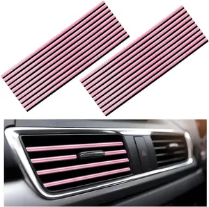 20Pcs Red PVC Car Vent Trim DIY Air Outlet Decor Strip for Car Interior Upgrade Premium Quality Chrome Surface Waterproof Corrosion Resistant Easy Installation Vehicle Accessories Women