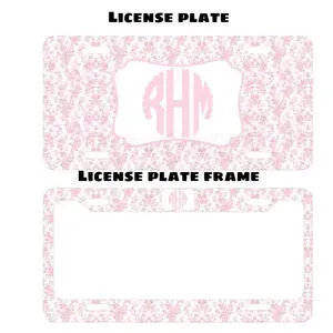 Pink Floral Custom Monogram License Plate & Frame – Stylish Car Accessories Set for Hunters & Outdoor Lovers, Truck Car Tags, Gifts for Him, Tag for Car, Car Accessories