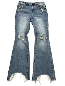 Jeans Flared By ARULA In Blue Denim, Size:12