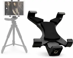 Universal Tablet Tripod Mount Holder, Adjustable Stand Adapter for iPad, Samsung Galaxy Tab & Surface, Fits 8–11 Inch Tablets (Vertical & Horizontal), Compatible with Tripods & Monopods