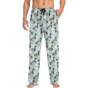 Mens Pajama Pants Mallard Snow Lounge Pants with Pockets Elastic Waist Sleep Bottoms S Big Casual Long Modal Polyester Loungewear