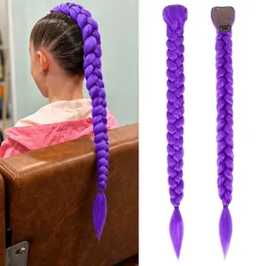 VOSILK Long Purple Braids Cosplay Hair Extensions 26 Inch Synthetic Box Braiding Hair Easy Clip in Ponytail for Cosplay Halloween Costume Visit the Arcpor Store