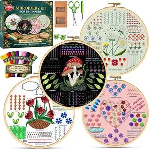 - Embroidery Kit for Beginners Adults - Learn 41 Stitches with Complete Starter Kit, 4 Pre-Printed Patterns, Threads,  & Hoop - Hand Embroidery Kit with Video Tutorials