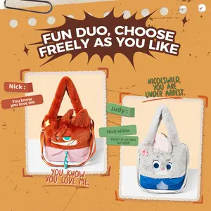 [New Year's gift] MINISO Zootopia Series Patchwork Tote Bag Nick & Judy Storage Bag Cute