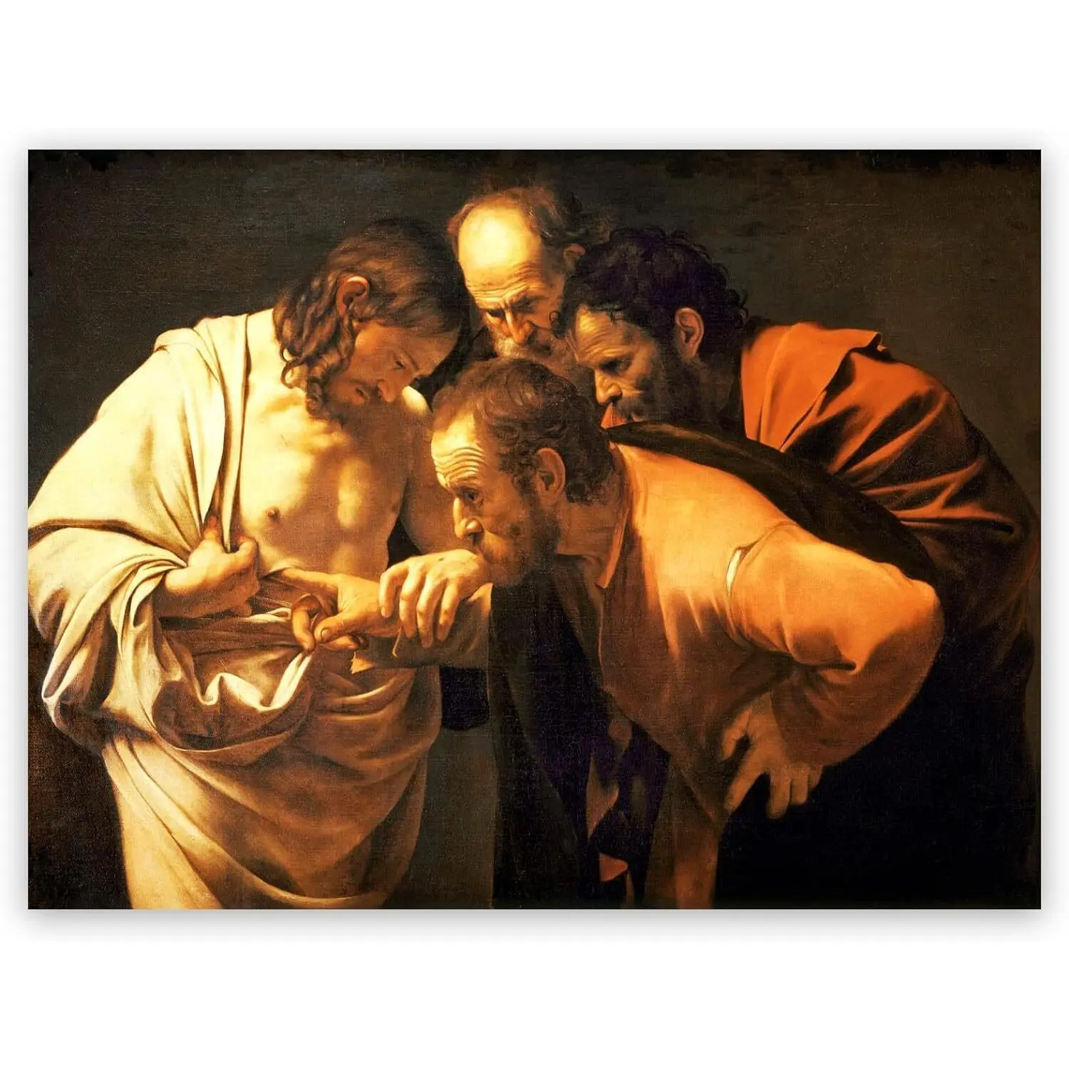 Retro Home Decor - Caravaggio Wall Art - The Incredulity of Saint Thomas Canvas Art Print Painting - Canvas Poster Colorful Gifts Room Decoration Ornaments Artistic Photo