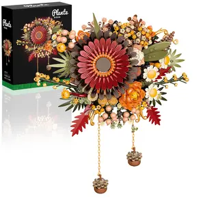 building block flower Nordic art wall hanging eternal flower home living room wall decoration creative patchwork decorations assembly model for wife Valentine's Day Qixi Mother's Day birthday gift magnetic blocks magnetic tiles for kids