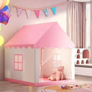 Fairy Tale Castle Tent, Portable Outdoor Play Tent | Blue/Pink/Yellow Options | Unisex Foldable Pretend Playhouse | Holiday Gift for Birthday/Christmas/Thanksgiving/Halloween | No Accessories or Lights Included