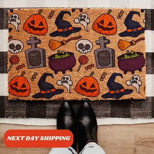 Witch and Pumpkin Halloween Doormat, Pumpkin Doormat, Witch Decor, Front Doormat, Pumpkin Decor, Halloween Gift, Halloween Decor, Home Decor, Entryway Decor, Doormat Outdoor, Creepy Season, Spooky Gift