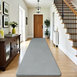 Modern Soft Hallway Runner Rug, 3x10 Feet Washable Long Runner Rugs for Hallway, Grey Fluffy Bedroom Bedside Rugs, Non Slip Memory Foam Rug Carpet for Entrance Kitchen Living Room Home Decor