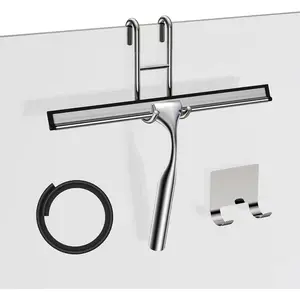 Stainless Steel  for Shower Glass Doors, 10-Inch -Purpose  with Replacement  and Matching Hooks Holder,