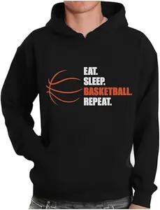 Tstars Basketball Hoodie for Men - Eat Sleep Ball Repeat Pullover - Gift for Coaches, Players, and Fans