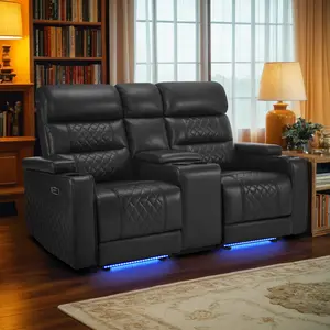 Power Reclining Loveseat with Console, Home Theater Seating, Faux leather HTS480 Power Reclining Loveseat with Console, Home Theater Seating, Faux leather HTS480