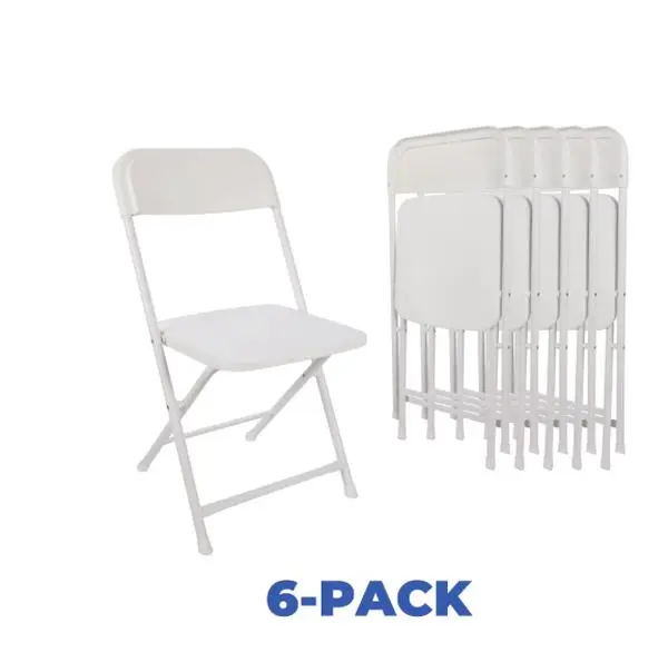 Mainstays Resin Event Folding Chair, White (Set of 6)
