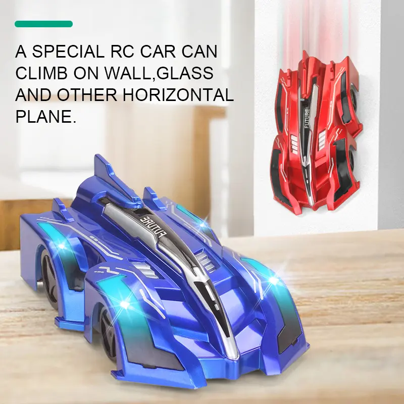 Anti-Gravity Red & Blue RC Wall Climber Car with Infrared Remote Control - 2.4GHz, Ground Running & Wall Crawling, Ideal for Walls & Glass - Perfect Gift for Christmas, Halloween, Birthdays