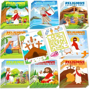 24/48 Pcs Bible Coloring Books for Kids Mini Religions Coloring Books Bulk Holiday Activity Books for Girls Boys Church Sunday School Classroom Party Supplies Birthday Gift Easter Basket Stuffers