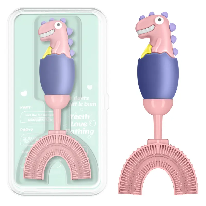 ZMRZ Kids' Manual U-Shaped Toothbrush (Ages 2-7, Purple) - Soft Bristle, Kid-Safe, Food-Grade Silicone, 360° Cleaning, Sensitive Gums, Training & Travel-Friendly, Soft Bristle Toothbrush, Kid-Safe Toothbrushes