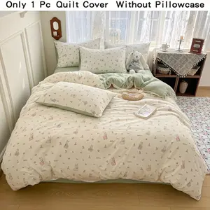 Single Bed Sheet Cloudy Double Layered Cotton, Cartoon Rabbit Pattern, Breathable Comfort, Perfect Gift for Spring