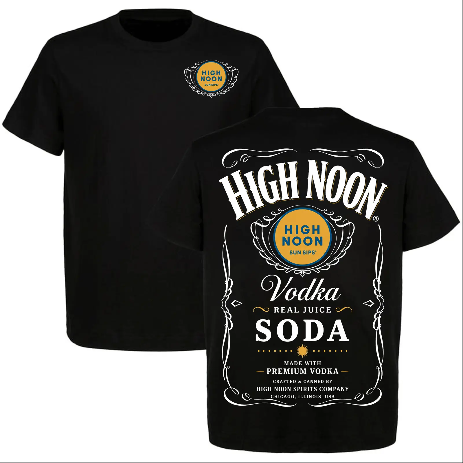 High Noon Vodka Soda T-Shirt Vintage Sun Sips Graphic Tee Retro Hard Seltzer Shirt Gift for Men Women