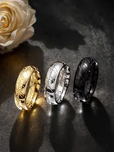 3-piece set "The Lord of the Rings" themed titanium steel engraved ring, 6mm millennium style couple's ring, men's and women's ring / stainless steel / colorfast / hypoallergenic / couple / festival / party / ideal gift