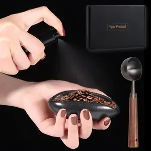3pcs Coffee Bean Dosing Cup Set with Gift Box Dosing Ceramic Cups Stainless Steel Spoon Portable Spray Bottle Static Reduction Precise Measuring for Espresso Tea Coffee Bar Accessories Kit