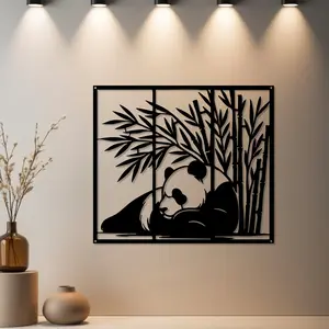 HousewarmingGift|1pc Minimalist Panda and Bamboo Desktop Home Decor, Minimalist Panda and Bamboo Desktop Decoration with Minimalist - Ideal Gift for Birthday & Wedding (Autumn Decor) - Home Wall Art for Desk Decor (Home Styling Lovers Pick)