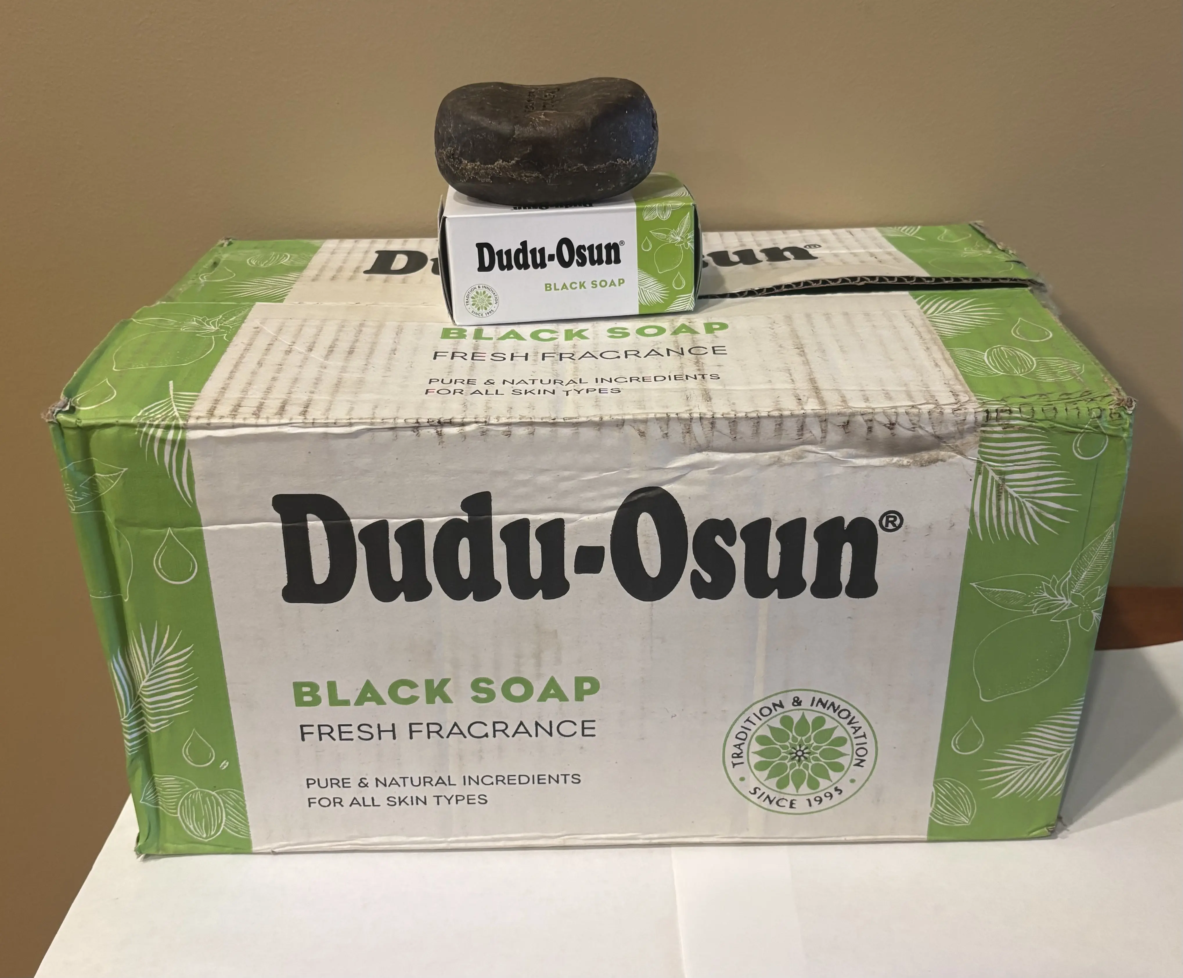 Box of 48 Dudu Osun Black Soap Nature's Cure for All Skin Problems and Skin Type Cleanser Smooth Shea Body Wash Body Care Acne