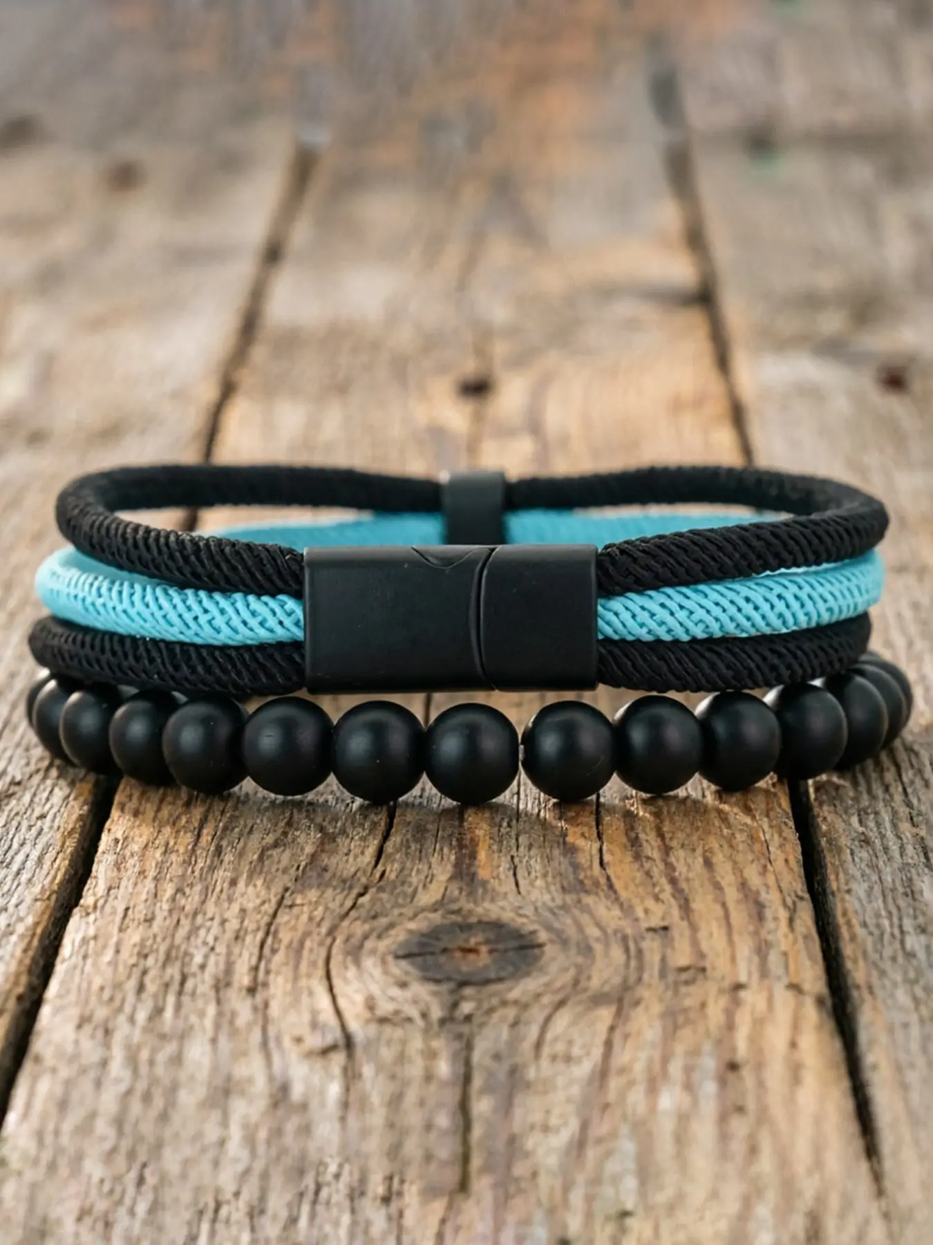 Men's Beaded Bracelet Set, 2-Piece Men's Wrist Jewelry, Stylish Hand Chain for Everyday Wear, Perfect Gift for Him