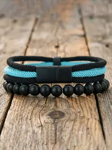 Men's Beaded Bracelet Set, 2-Piece Men's Wrist Jewelry, Stylish Hand Chain for Everyday Wear, Perfect Gift for Him