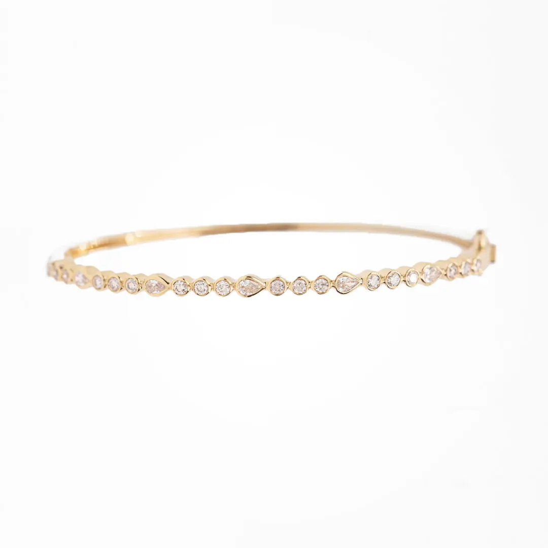 Pear and Round Diamond Bezel Set Bracelet